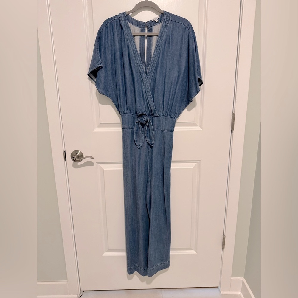 Splendid Desert Batik Tie Waisted Chambray Jumpsuit as seen on Selena Gomez - Picture 4 of 7